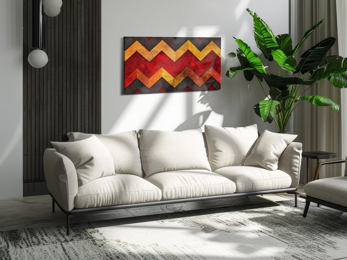Red Chevron Pattern - Abstract Modern Art Print - Image 3