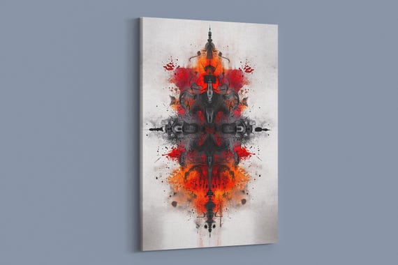 Fiery Symmetrical Ink Design Print Print