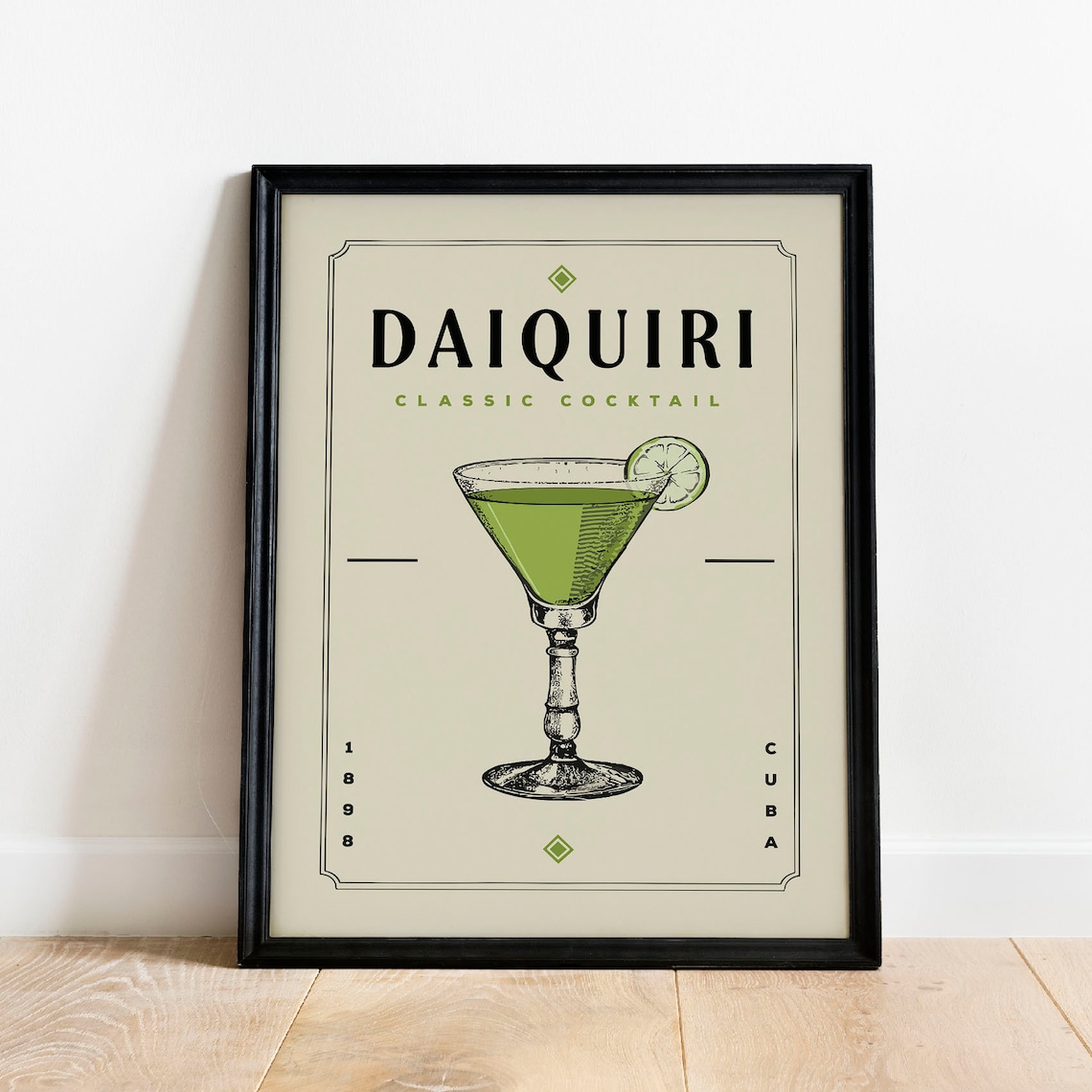 Daiquiri Classic Cocktail 1898 Cuba Vintage Bar Drink Art Poster
