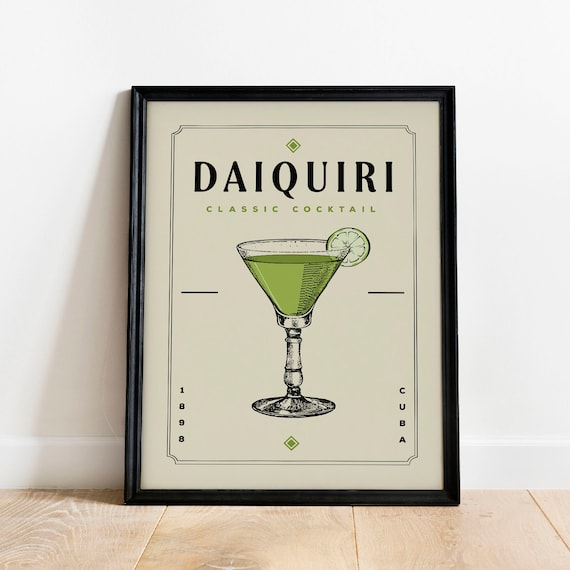 Daiquiri Classic Cocktail 1898 Cuba Vintage Bar Drink Art Poster