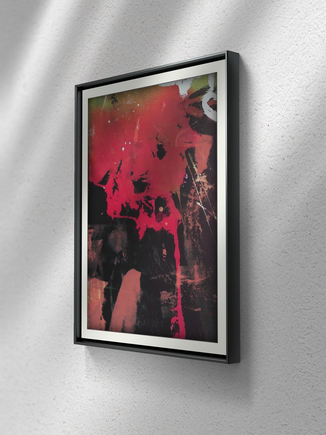Midnight Stars Dark Red and Black Moody Abstract Expressionist Painting Poster - Image 2