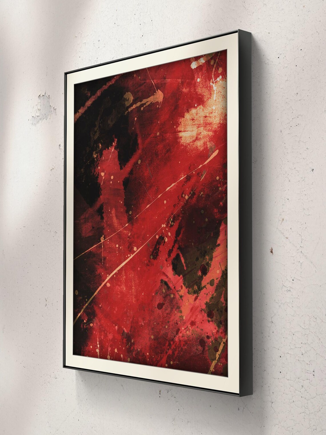Cosmic Celestial Burst Red Gold Black Abstract Modern Decor Poster - Image 2