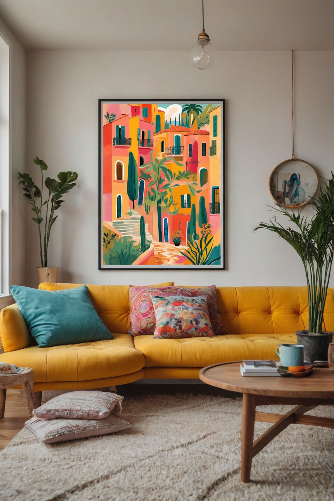 Colorful Buildings Travel Poster, City Street Illustration - Image 3