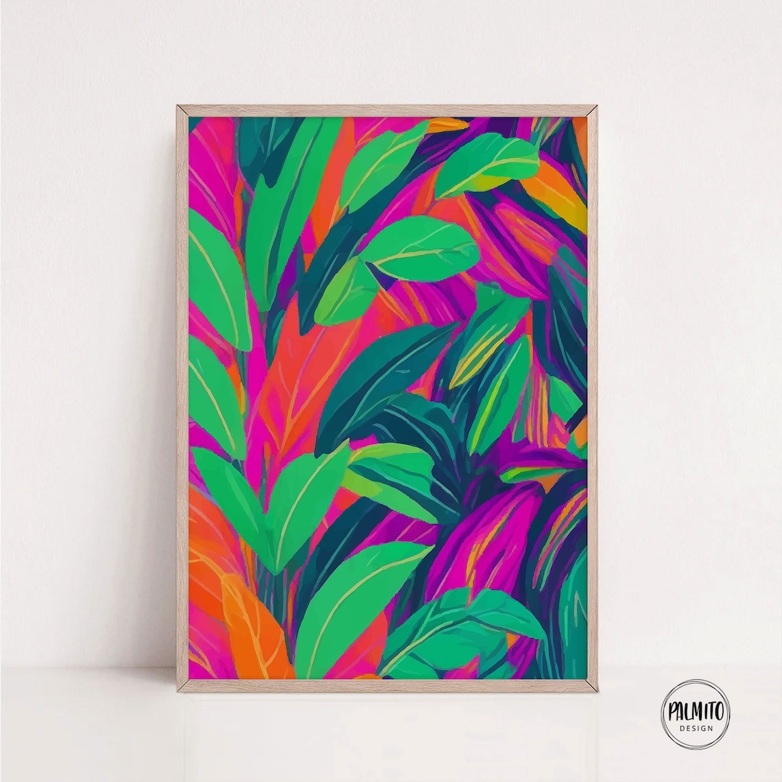 Colorful Botanical Abstract Leaves Art Print