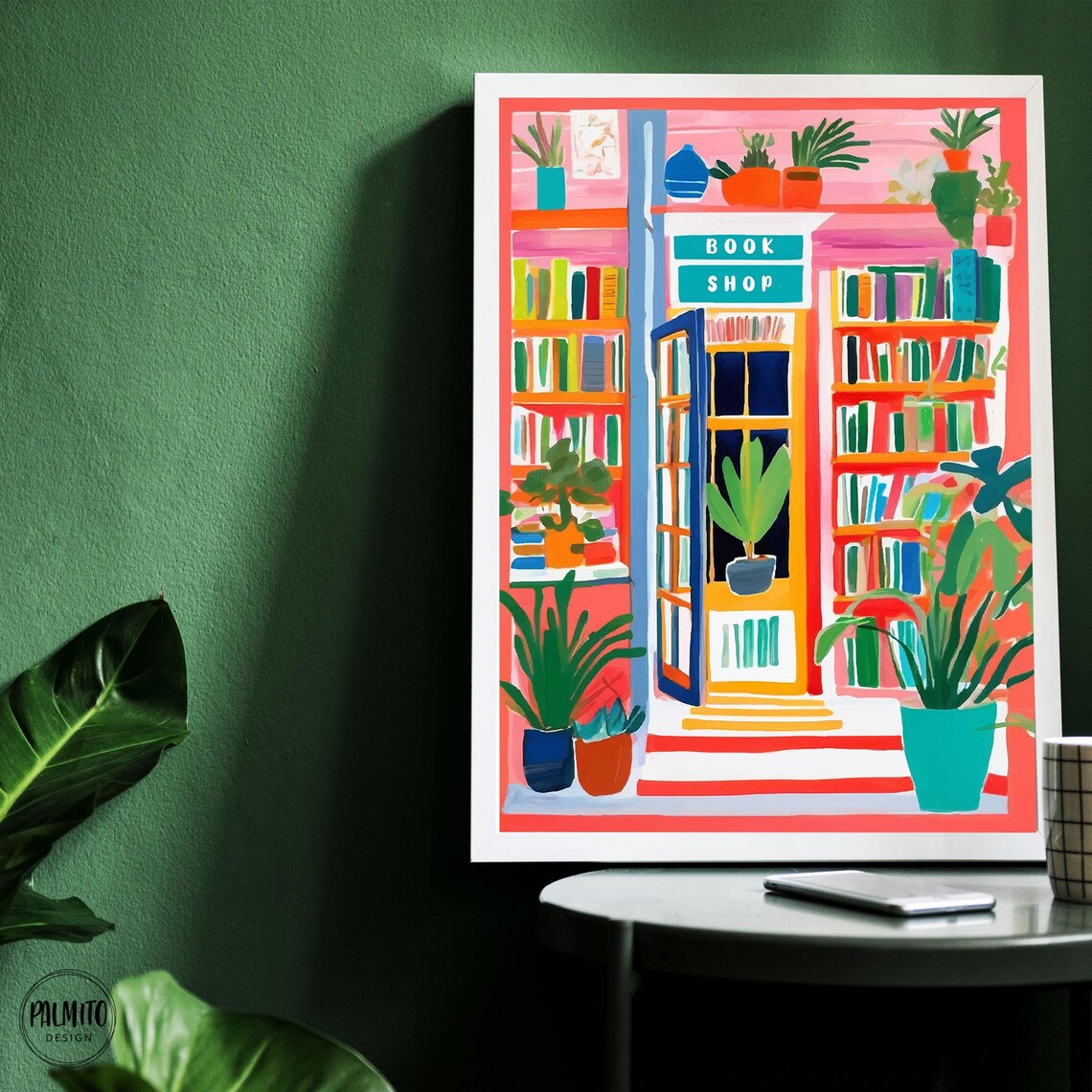 Colorful Bookstore Storefront, Vibrant Bookshop Art Print - Image 4