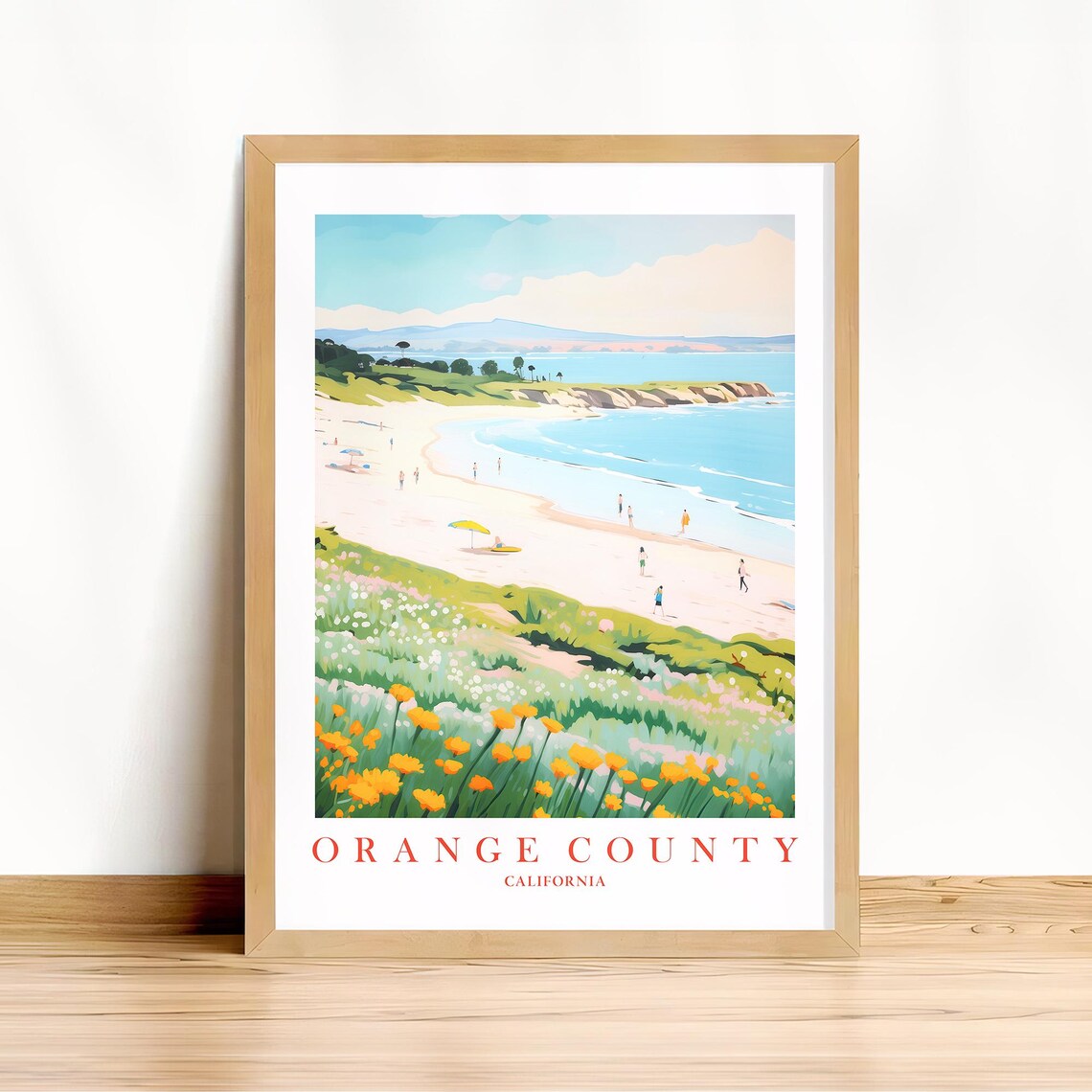 Orange County California Beach Travel Poster Wildflower Coast Poster