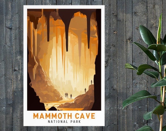Mammoth Cave National Park Vintage Travel Poster Print Wall Art Gift Idea Home Decor