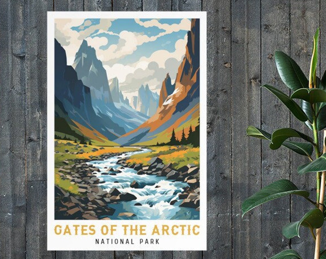 Gates Of The Arctic National Park River Valley Vintage Poster
