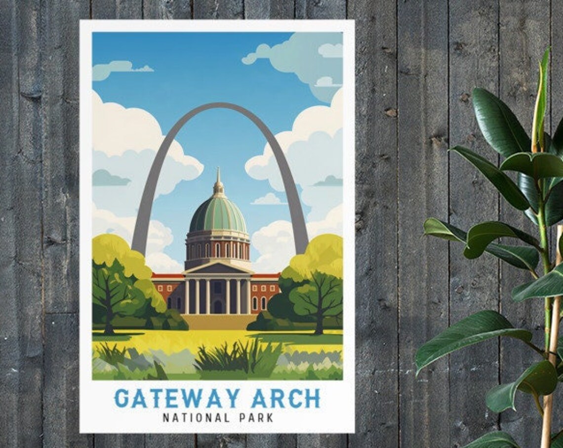 Gateway Arch National Park St Louis Arch Landmark Vintage Travel Poster