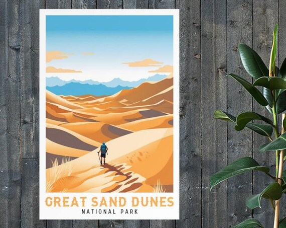 Great Sand Dunes National Park Vintage Travel Poster Print Wall Art Gift Idea Home Decor