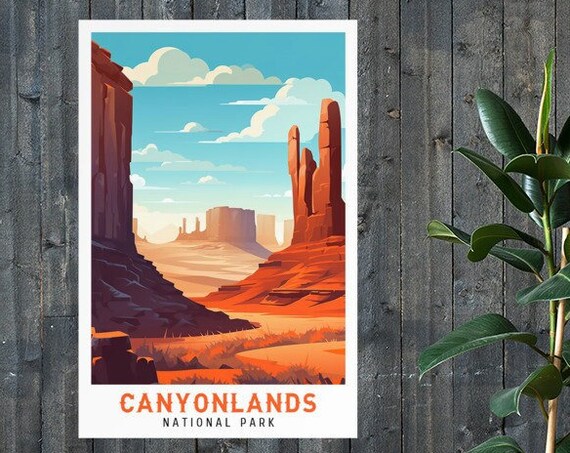 Canyonlands National Park Vintage Travel Poster Print Wall Art Gift Idea Home Decor