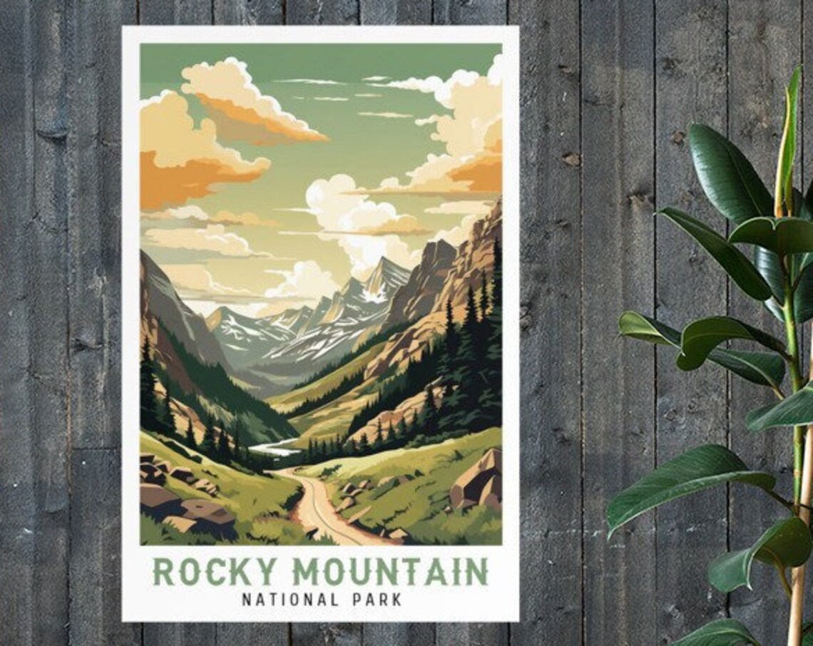 Rocky Mountain National Park Vintage Travel Poster Print Wall Art Gift Idea Home Decor