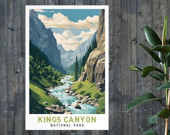 Kings Canyon National Park Vintage Travel Poster Print Wall Art Gift Idea Home Decor