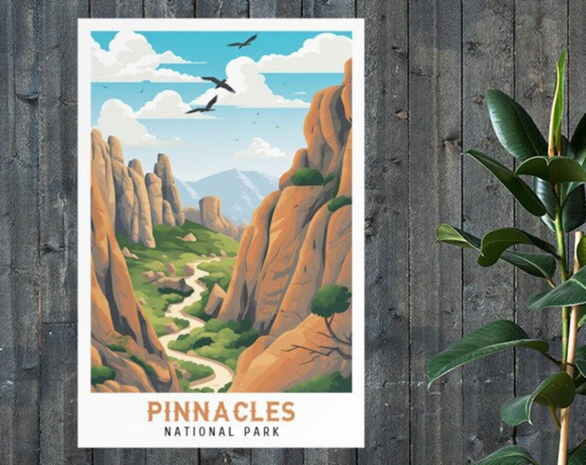 Pinnacles National Park Rocky Pinnacles Canyon Trail Vintage Travel Poster