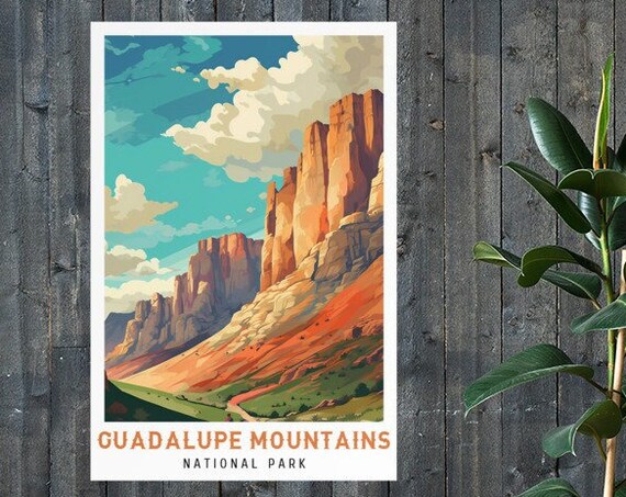 Guadalupe Mountains National Park Vintage Travel Poster Print Wall Art Gift Idea Home Decor