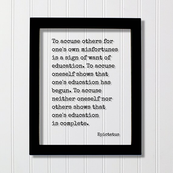 Epictetus Education Misfortunes Quote Floating Frame Stoic Wisdom Poster