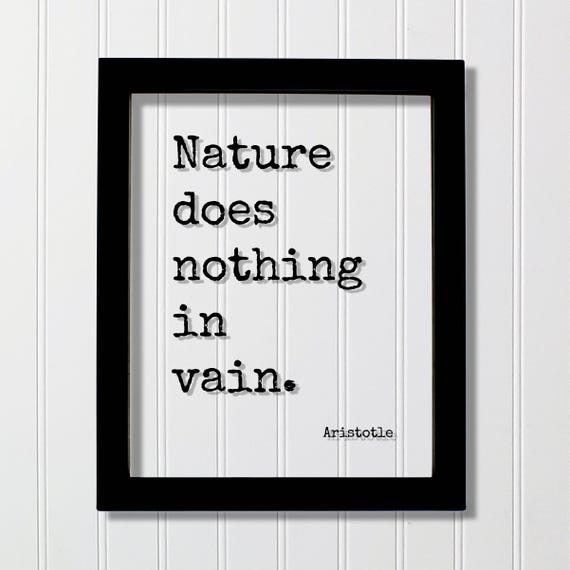 Aristotle Floating Quote Nature Does Nothing In Vain Wilderness Hiking Camping Backpacking Forest Woods Natural Cabin Sign Decor