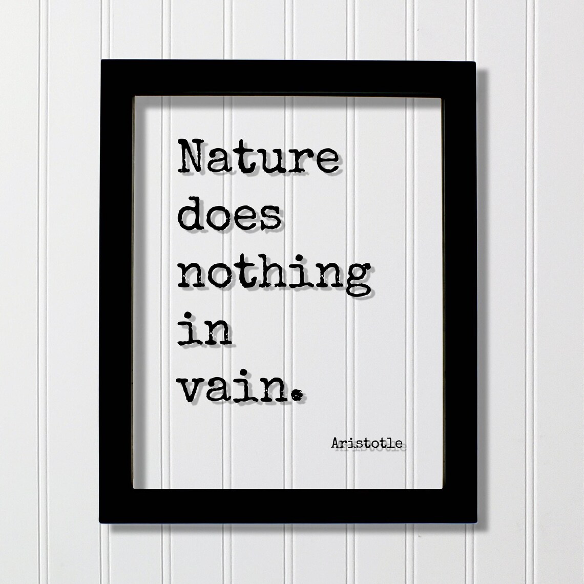 Aristotle Nature Does Nothing in Vain Quote Poster Black Floating Frame Art