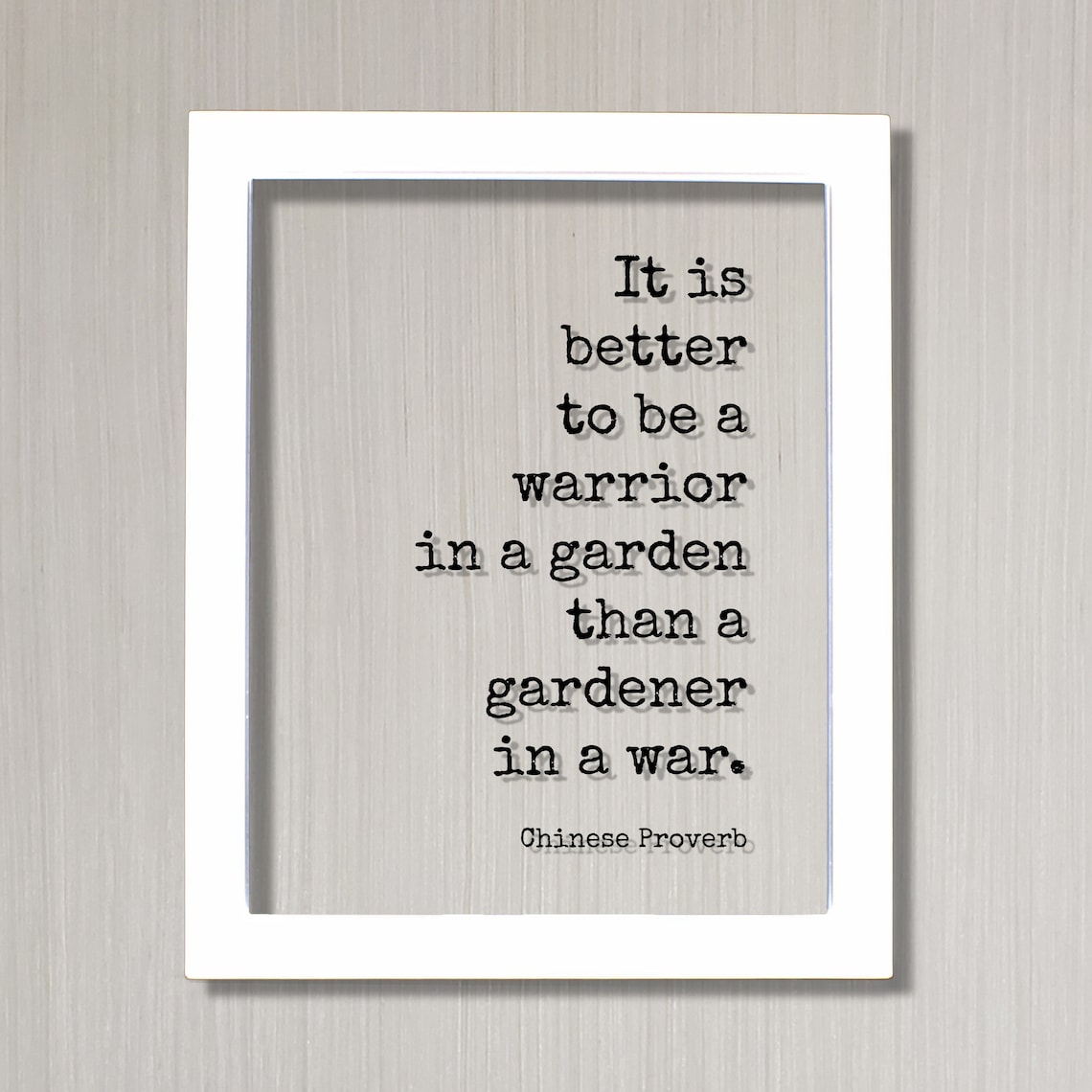 Chinese Proverb Quote Art Print, Warrior in Garden