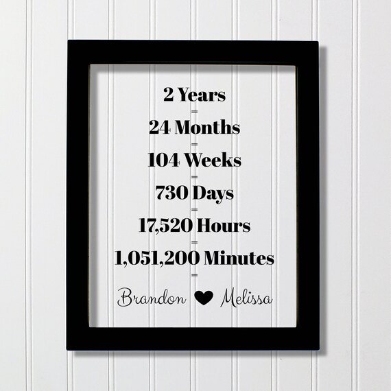Two Year Anniversary Countdown Frame Brandon Melissa Gift Poster