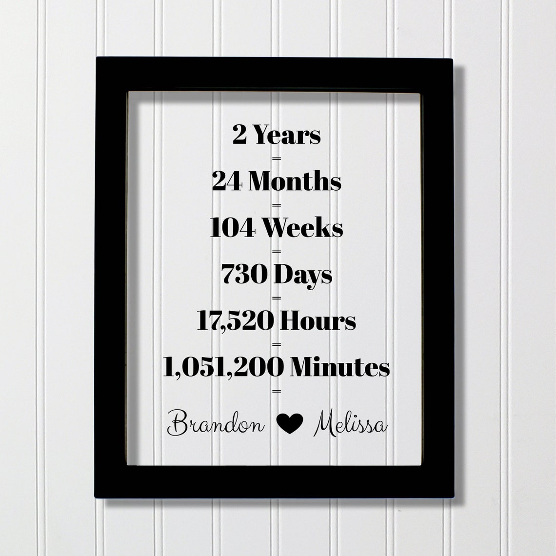 Two Year Anniversary Countdown Frame Brandon Melissa Gift Poster