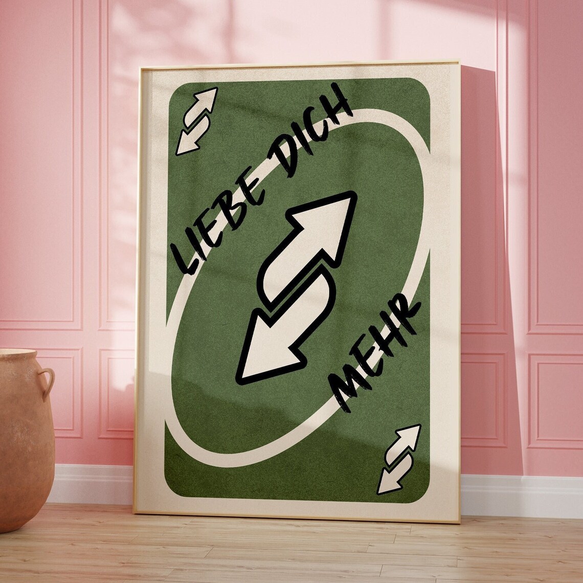 Liebe Dich Mehr Green Reverse Card German Love Playing Card Poster - Image 4