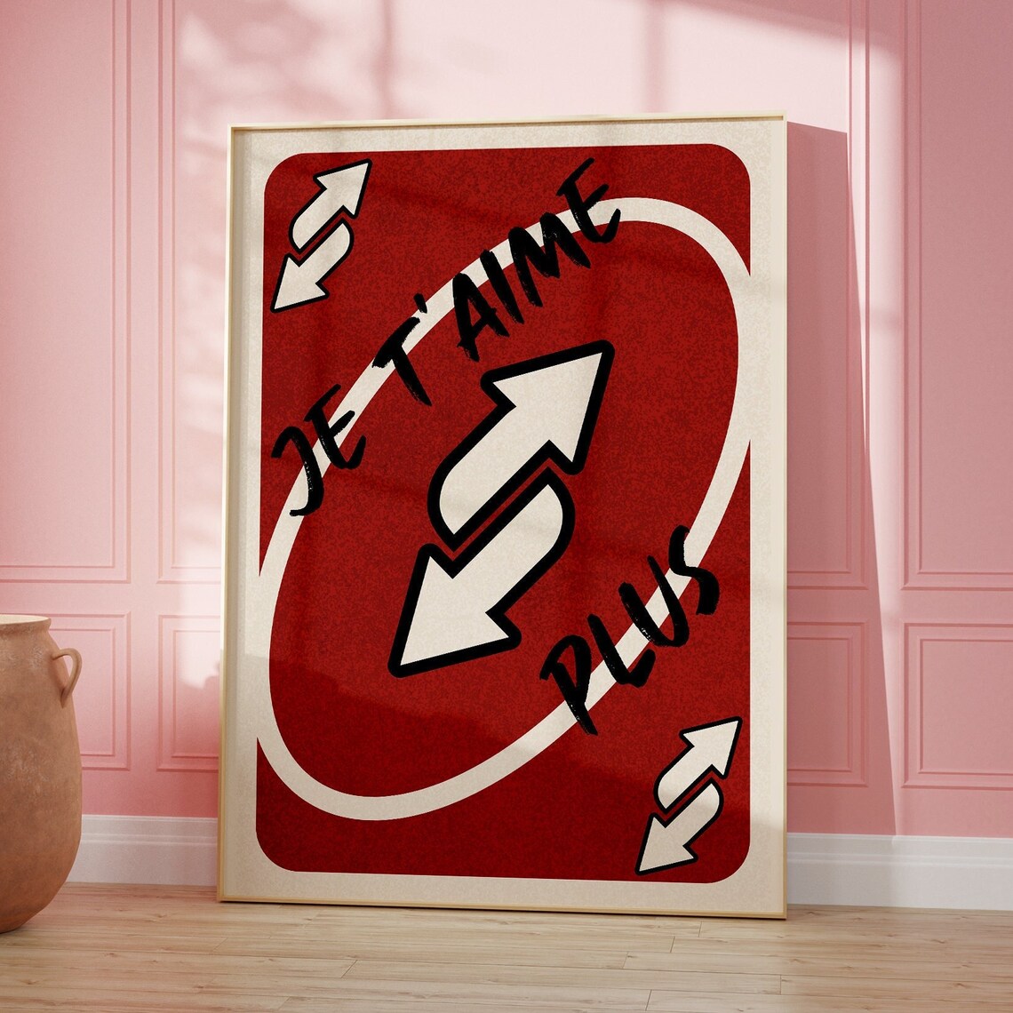 Je t'aime Plus Red Playing Card Game Romantic French Wall Art - Image 4