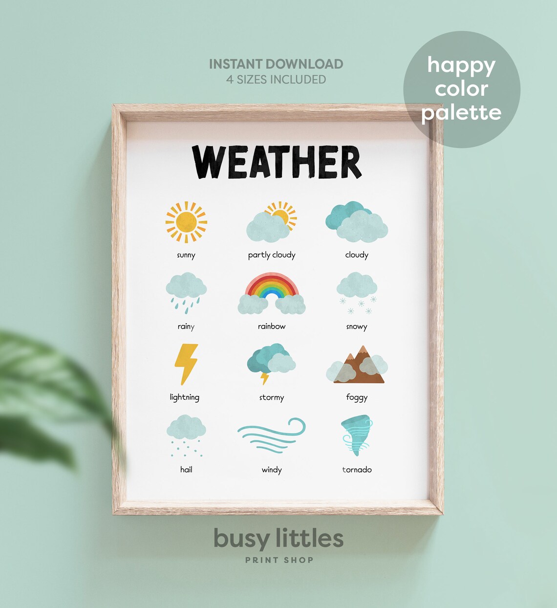 Rainbow Weather Teaching Poster, Preschool Decor