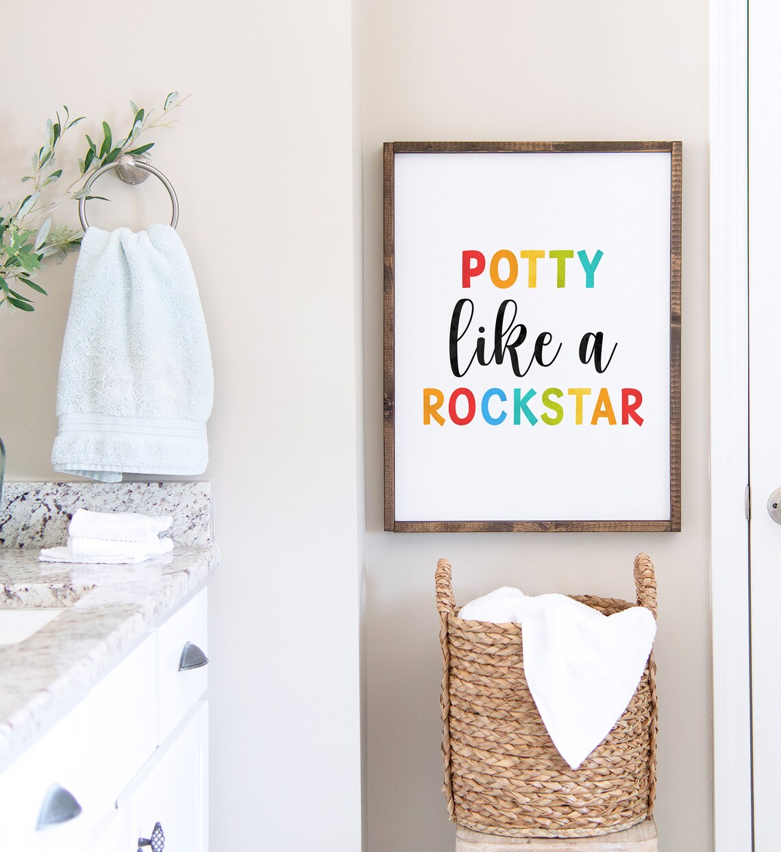 Bright Potty Like A Rockstar Bathroom Art Print - Image 4