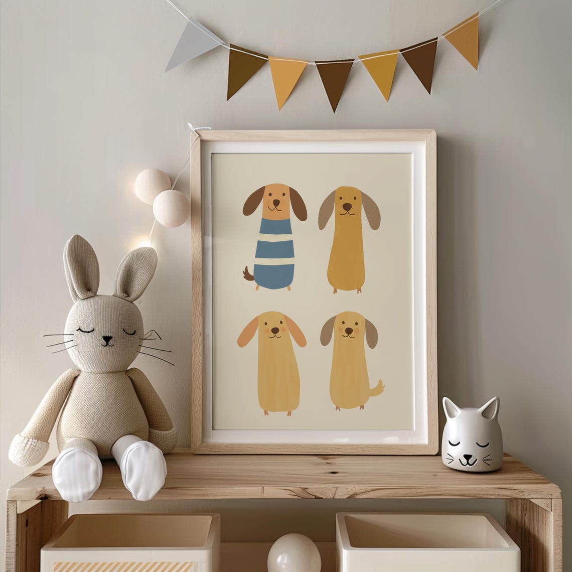 Dog Nursery Wall Art Puppy Illustration, Kids Room Print