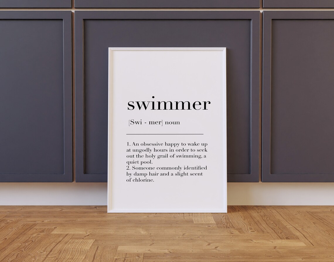 Swimmer Swimmer Print Swimmer Poster Swimmer Sign Swimmer Wall Art Decor Swimmer Definition Print Swimmer Gifts