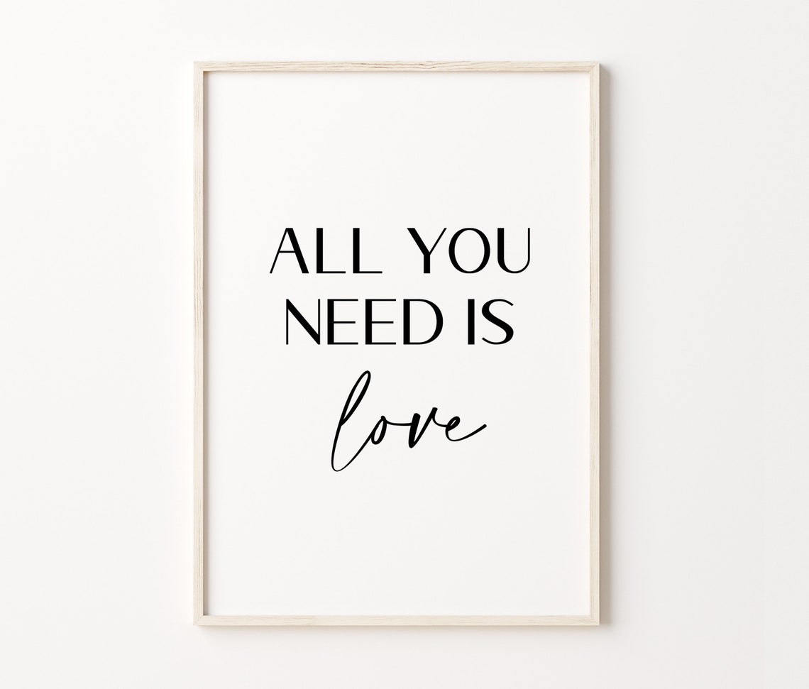 All You Need Is Love Quote Script Minimalist Black White Poster - Image 4