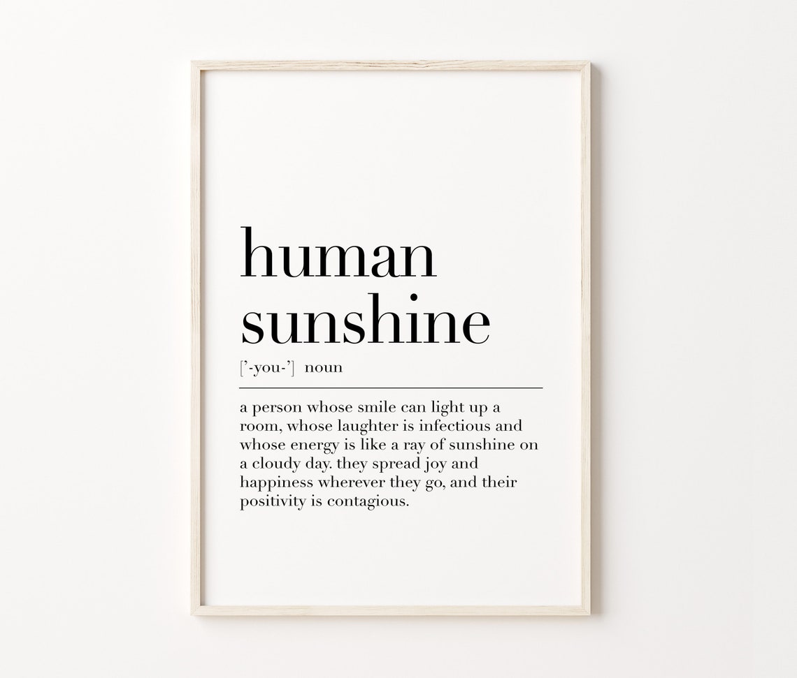 Human Sunshine Definition Positivity Joy Smile Dictionary Print - Image 3