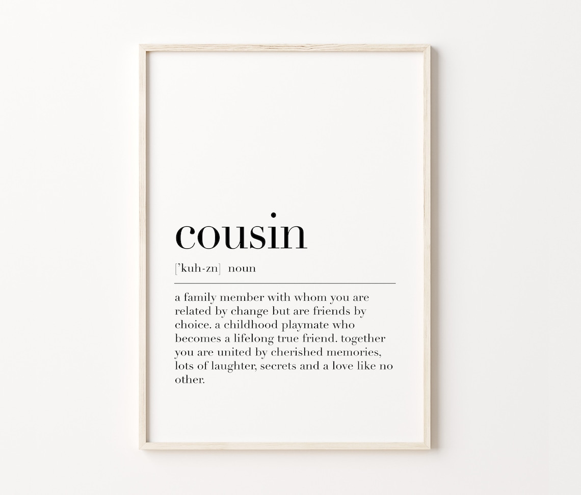Cousin Definition Family Lifelong Friend Gift Dictionary Poster - Image 3