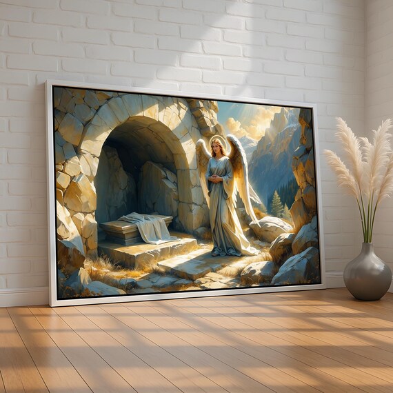 Angel At Empty Tomb Easter Resurrection Sunrise Christian Painting Wall Art