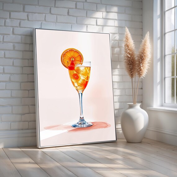 Citrus Cocktail Watercolor Orange Drink Summer Bar Kitchen Art Poster
