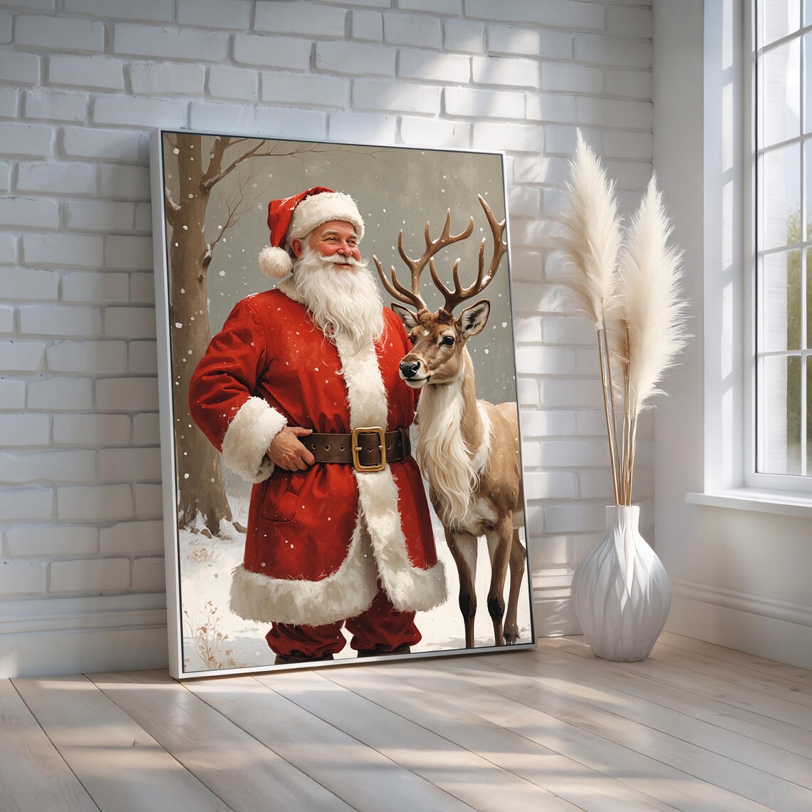 Santa Claus Christmas Vintage Holiday Art Print