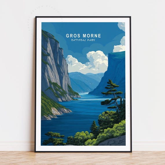 Gros Morne Travel Poster, Canada Minimalist Landscape