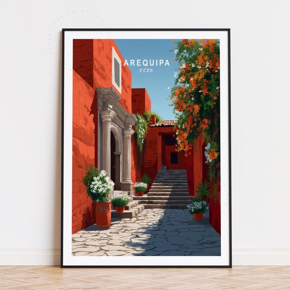 Arequipa Travel Poster Peru Wall Art Print Birthday Present Minimalist Housewarming Gifts