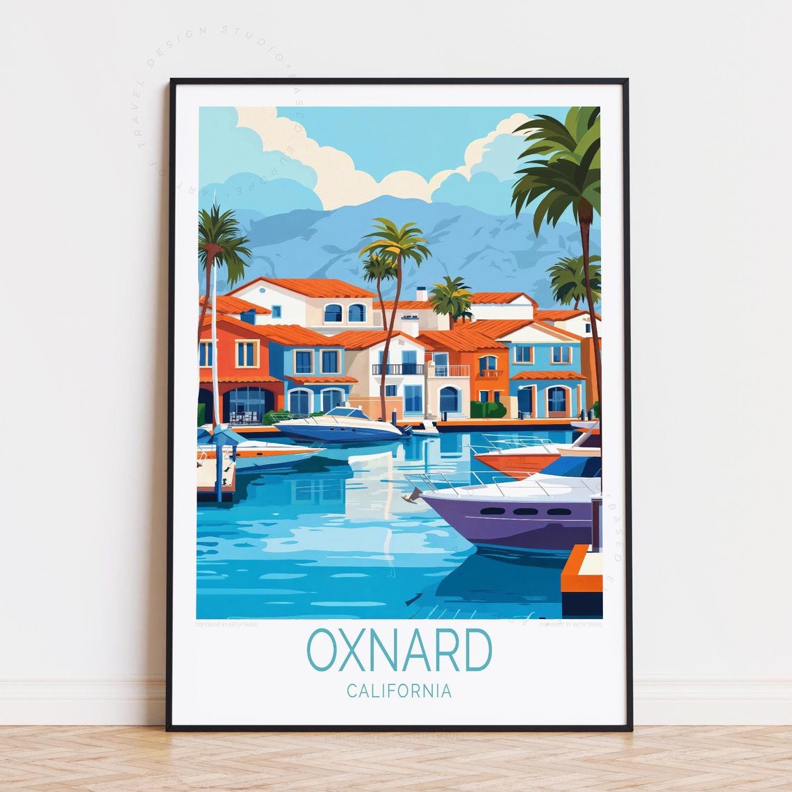 Oxnard California Marina Yachts Waterfront Homes Palm Poster