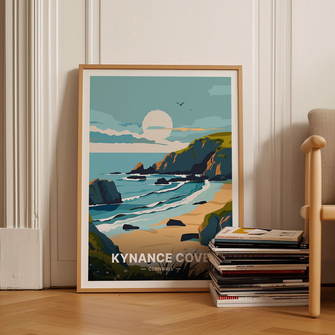 Kynance Cove Cornwall Rocky Beach Waves Vintage Travel Poster