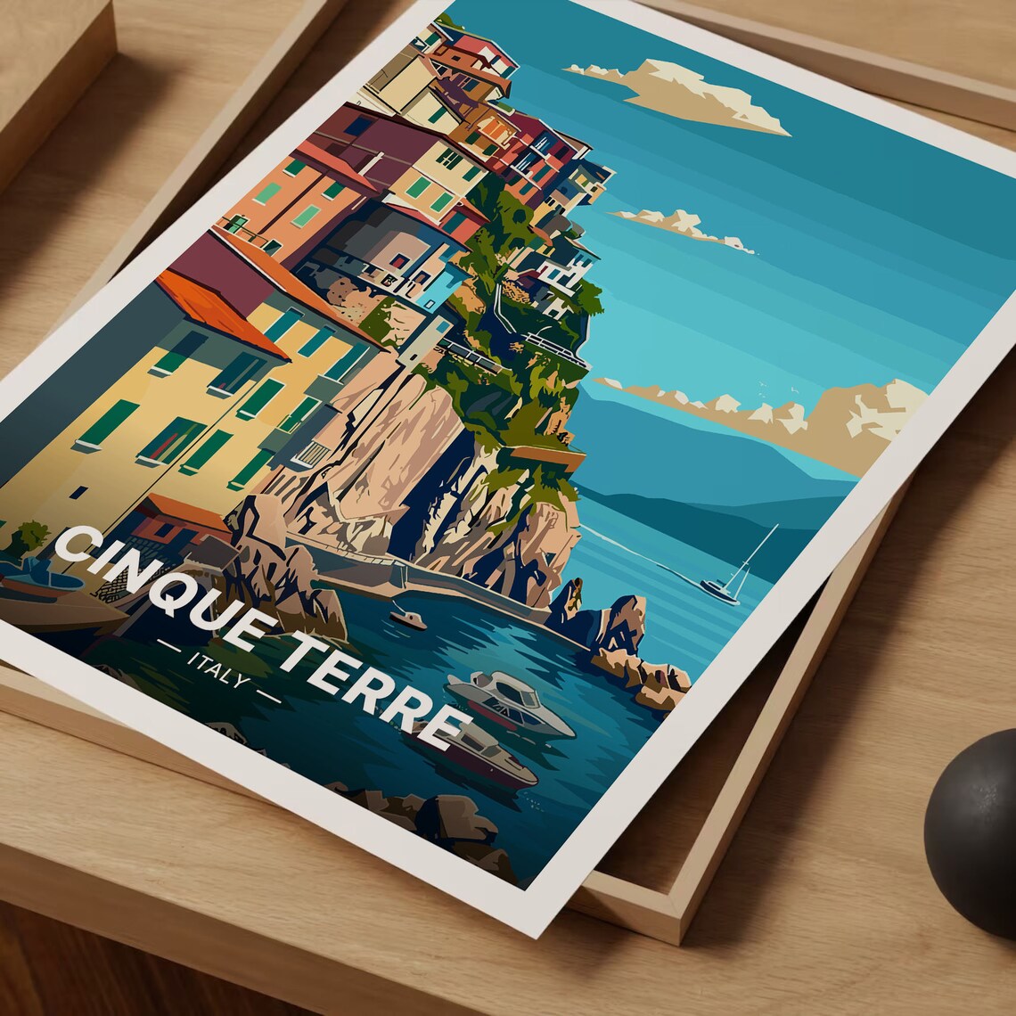 Cinque Terre Italy Colorful Cliffside Fishing Village Travel Poster - Image 3
