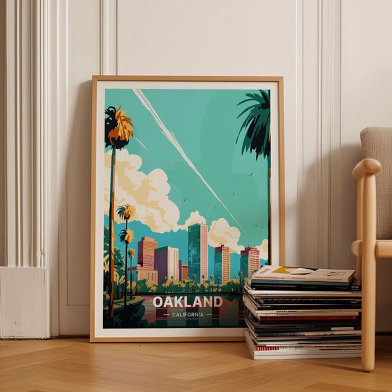 Oakland Travel Poster, California Cityscape Art Print