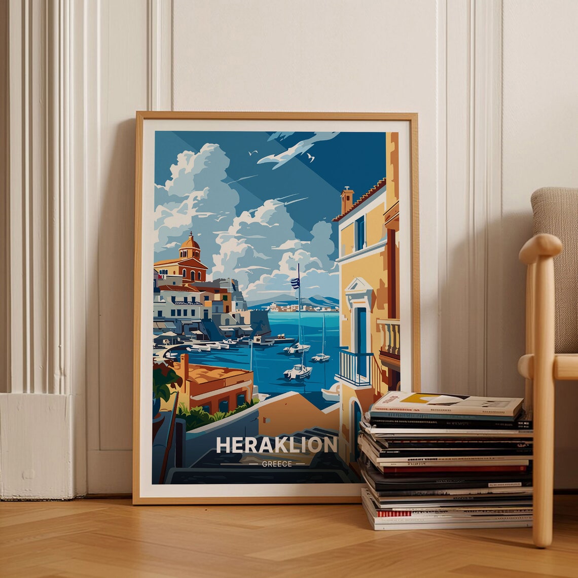 Heraklion Greece Waterfront Fortress Sailboats Harbor Poster