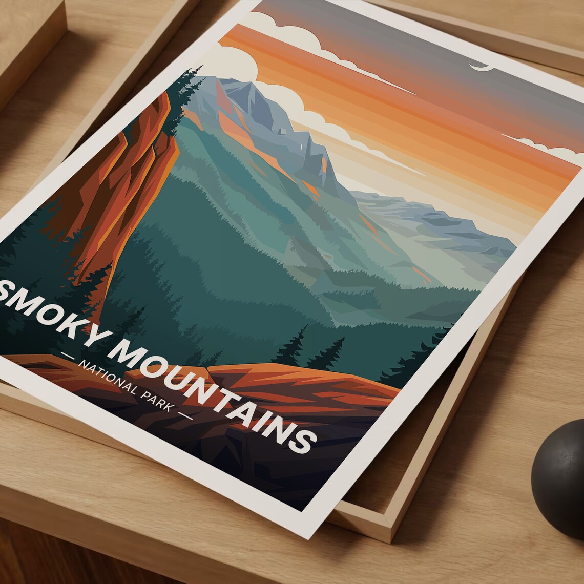 Smoky Mountains National Park Layered Ridges Sunset Travel Poster - Image 3