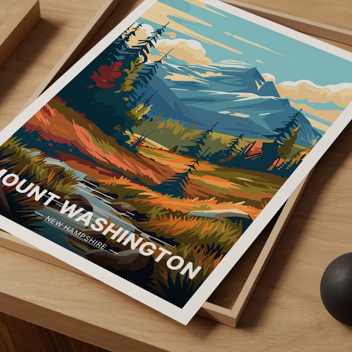 Mount Washington Travel Poster, New Hampshire Landscape - Image 3