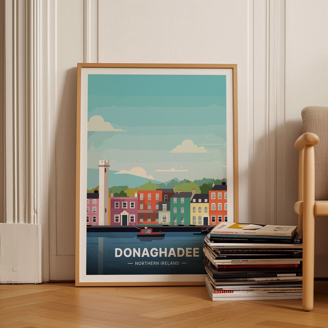 Donaghadee Northern Ireland Lighthouse Waterfront Colorful Poster