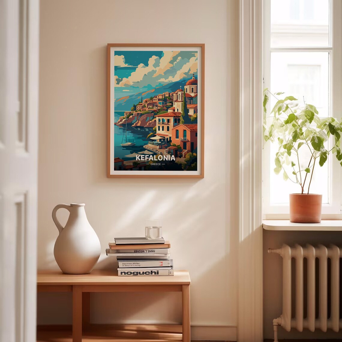 Kefalonia Greece Travel Poster Harbor Village Church Sailboat Art - Image 4