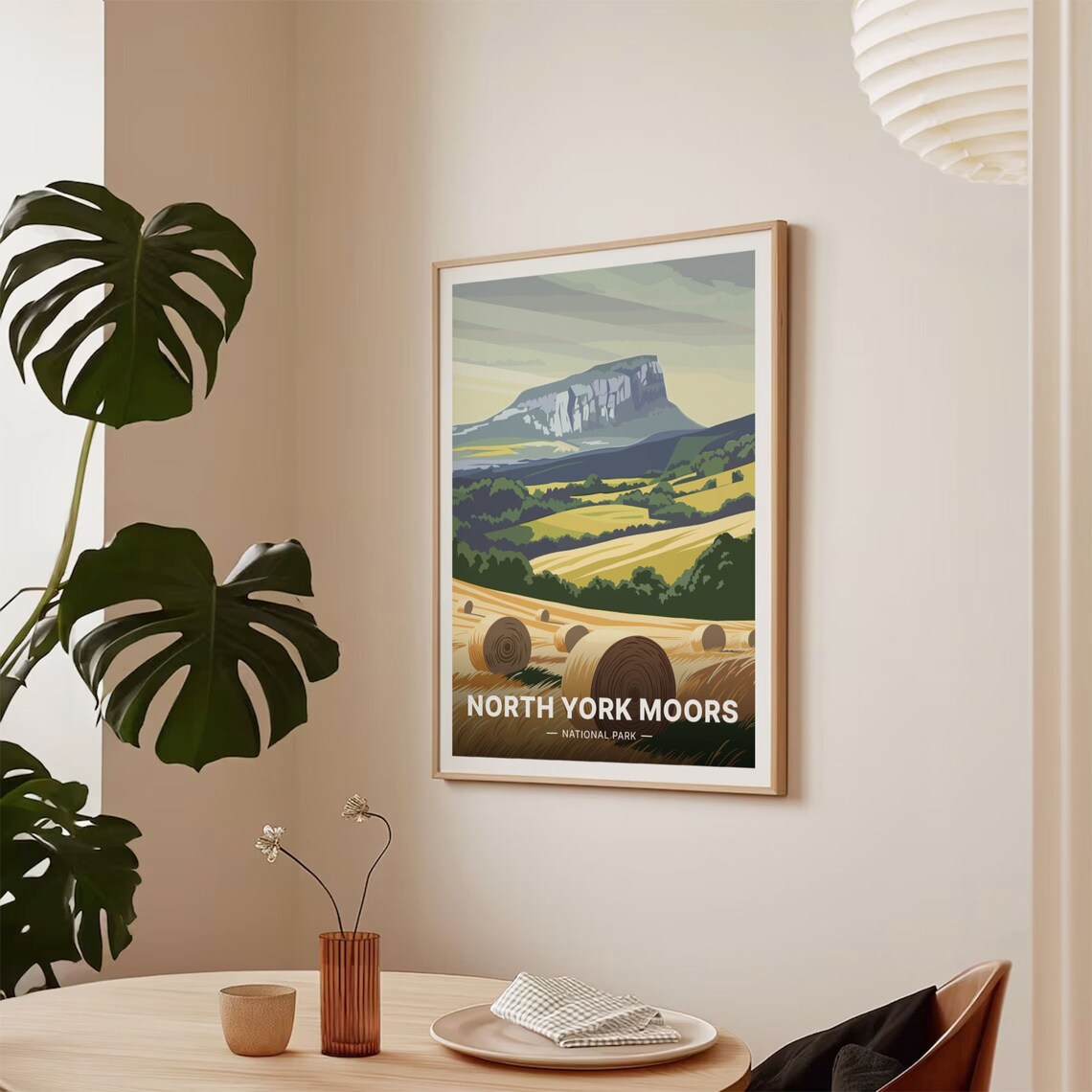 North York Moors Roseberry Topping Golden Hay Fields Travel Poster - Image 2