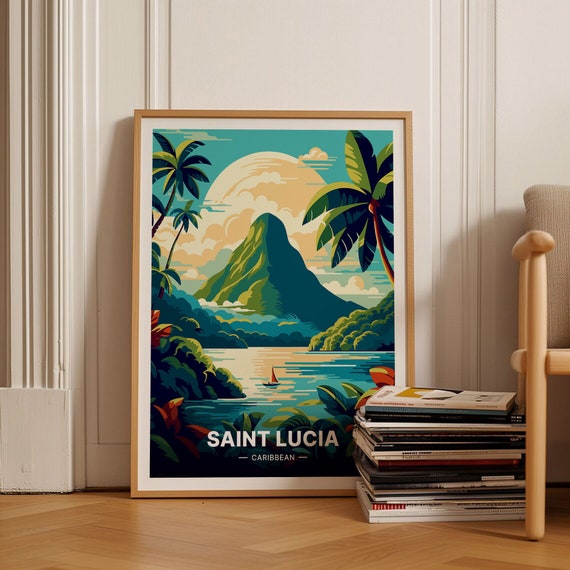 Saint Lucia Poster Caribbean Travel Wall Art Home Decor Gift For Travelers Tropical Destination Artwork C20 153